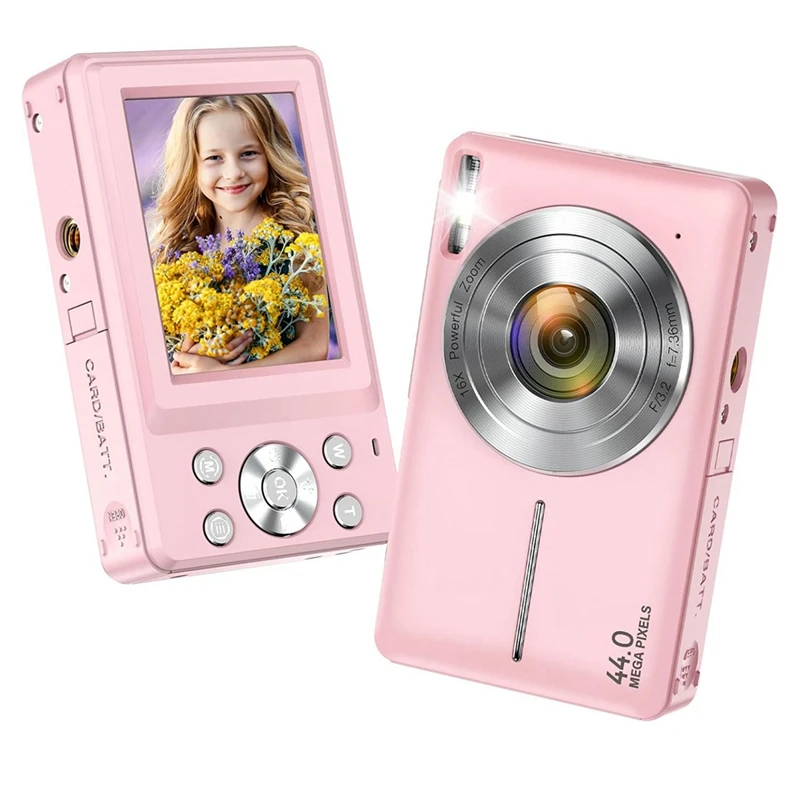 1080P HD Digital Camera 44MP Point & Shoot Camera Compact Small Selfie Camera For Girls, Boys, Teens, Students,Pink