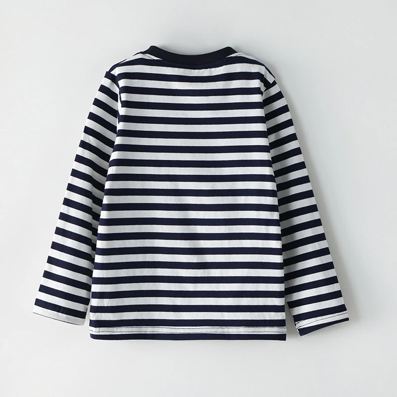 Little maven Children's Clothing Kids Clothes 2026 Autumn Spring Cotton Baby Boys Long Sleeve Cartoon Dinosaurs Striped T Shirts