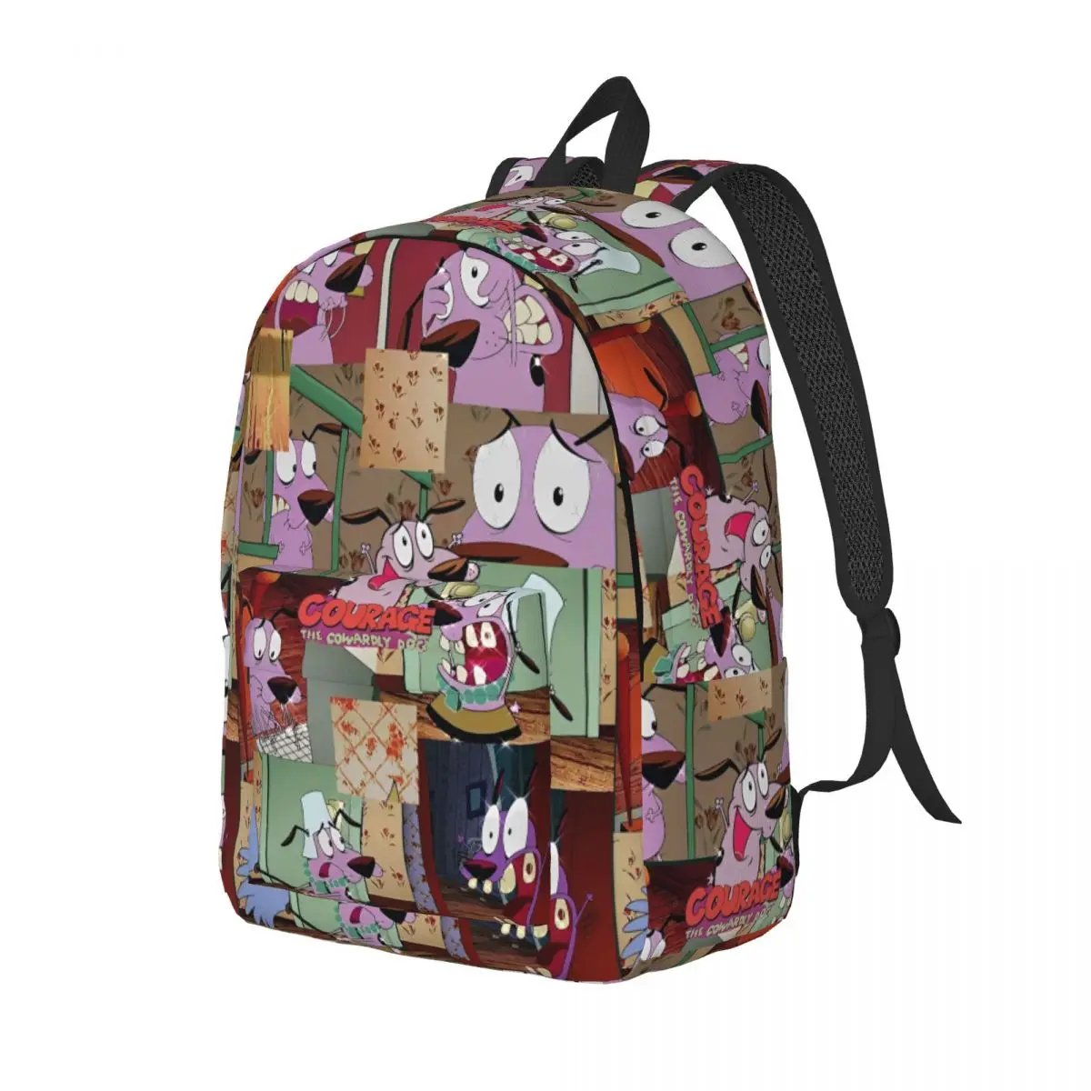 Mochila divertida de dibujos animados para hombre y mujer, bolsa de lona para ordenador portátil, bolso de viaje, senderismo, cómic, c-courage