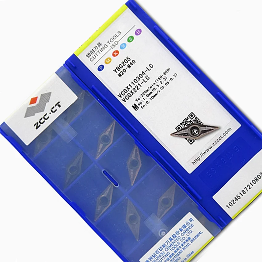 

VCGX110304-LC YBG205/VCGX110304-LC YBG202/VCGX110304-LC YBG101 VCGX221 ZCC.CT CNC blade carbide inserts turning tools 10pcs/box