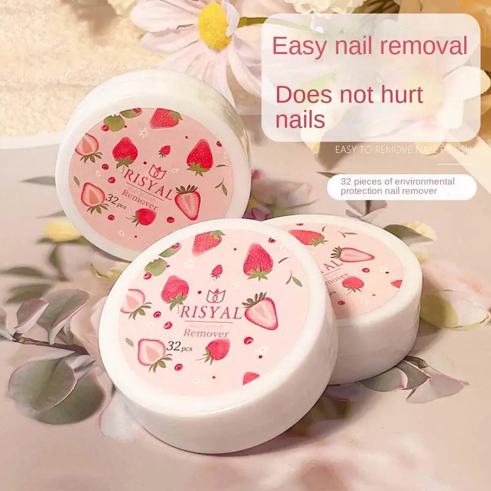 1Box 32pads Strawberry Fruit Flavor UV Gel Nail Polish Remover Pads Gel Cleanser Nail Tools