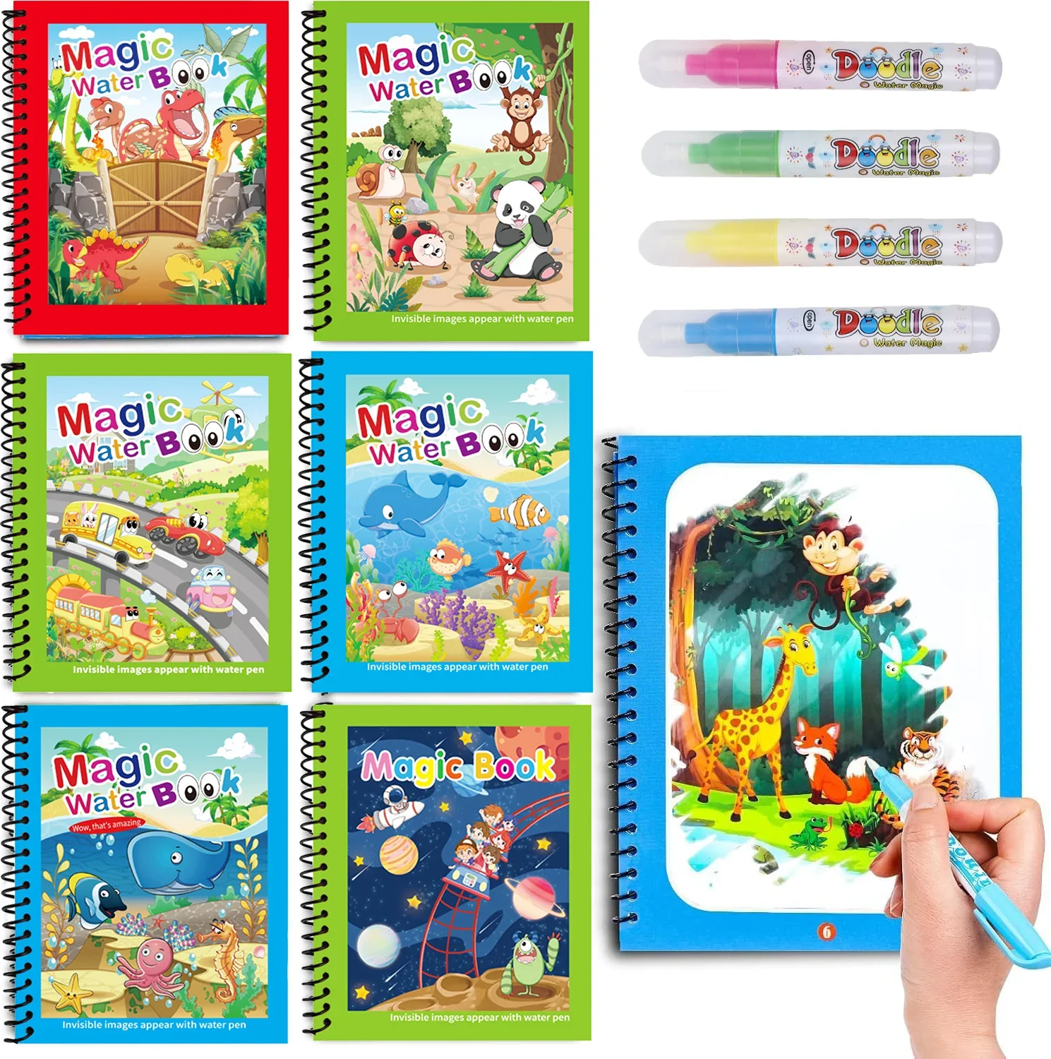 1pc Reusable Water Drawing Book Magic Water Book Mess-Free Magic Painting Pad with Refillable Water Pen Learning  Education Toy view 2