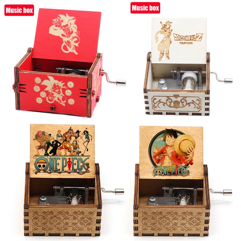 Caja de Música de Madera de One Piece Dragon Ball con Figura de Anime, Caja Musical de Manivela, Colección de Música, Juguete de Pasión, Regalo de Cumpleaños, Venta al por Mayor
