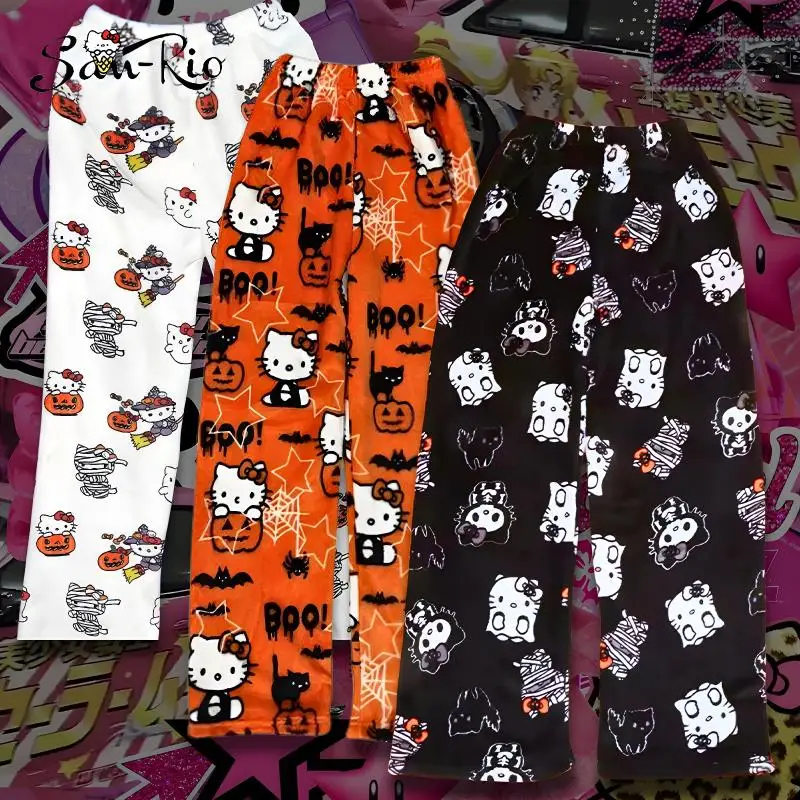 

Hello Kitty Lounge Pants Pajama Pant Flannel Pants Women's Bottoms Mens Bottom Plush Pants Cartoon Homewear Unisex Long Trousers