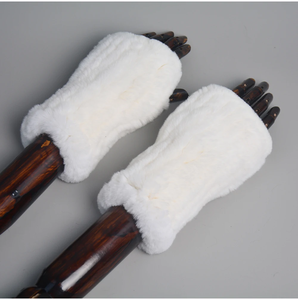 Lady Winter 100% Natural Real Rex Rabbit Fur Glove Women Soft Rex Rabbit Fur Glove Foashion Warm Knitted Genuine Fur Gloves