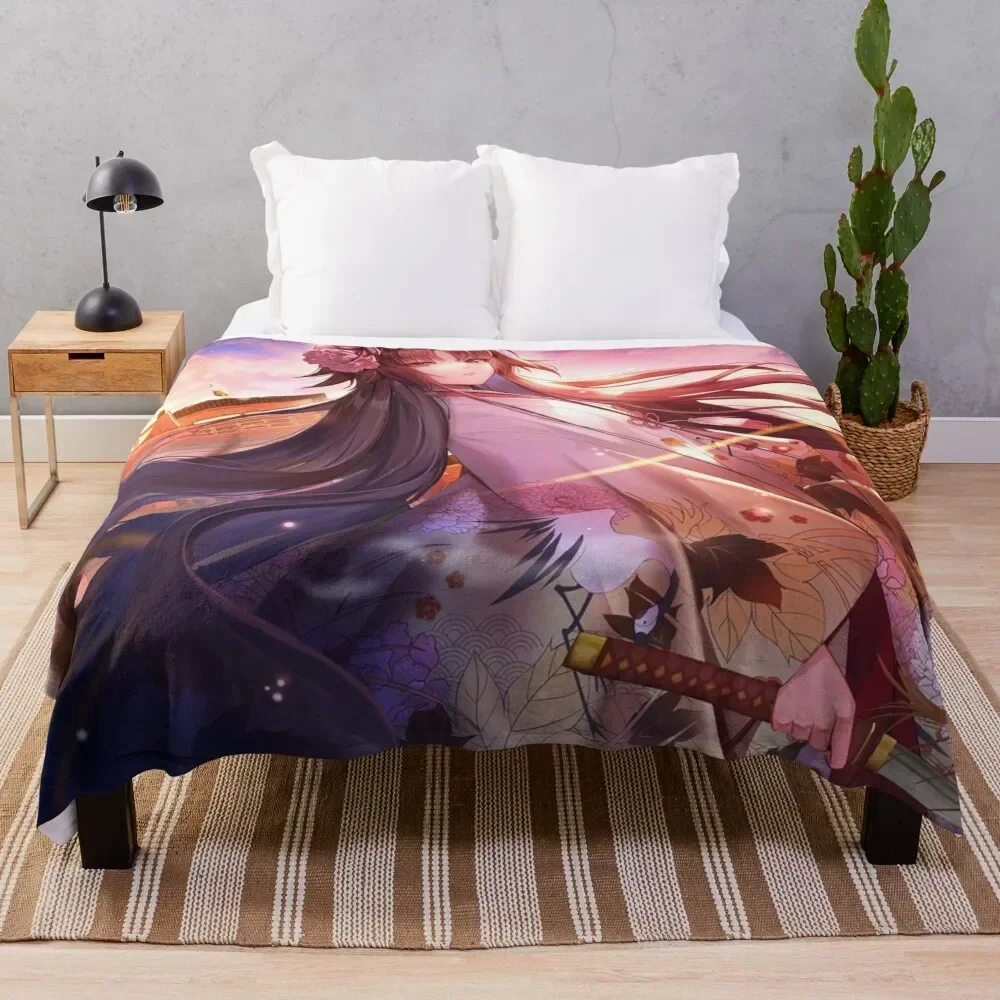 

Ryougi Shiki Throw Blanket Decorative Sofas Flannel Fabric Tourist Sleeping Bag Blankets