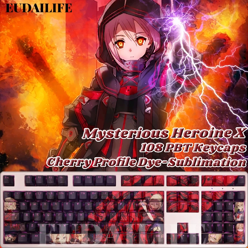 

Mysterious Heroine X 108 Keycap Fate PBT DYE Sublimation Light Transmitting Cherry Switch Cross Key Cover Mechanical Keyboard