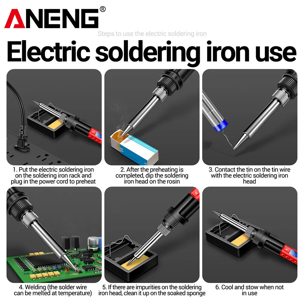 ANENG SL106 Electric Soldering Iron 110V/220V Adjustable Temperature Welding Solder US/EU Plug Professional Welding Tool