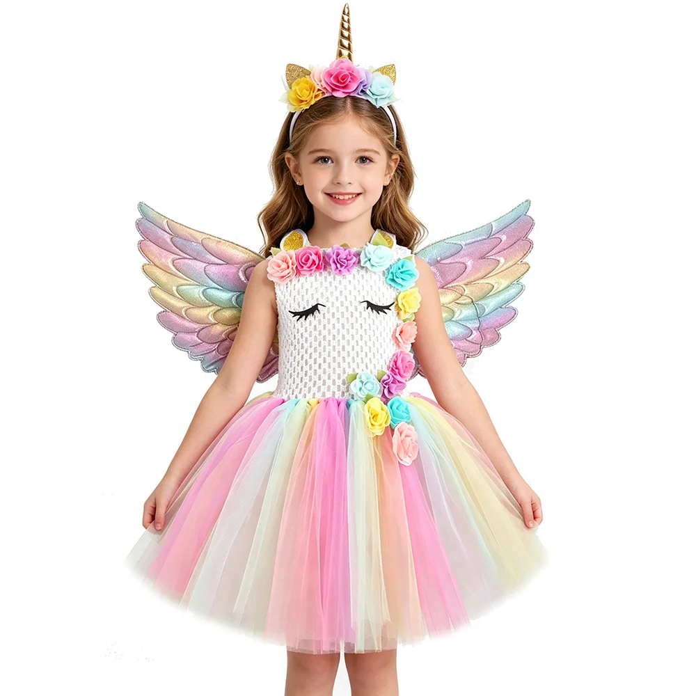 3t birthday dress Party-Ready Toddler Outfit: Size Flutter Sleeve Material Pink Unicorn Dress 3t Unicorn