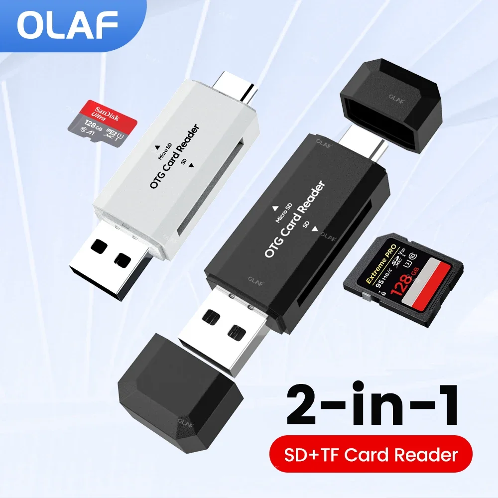 2-in-1 USB 2.0 Card Reader Adapter Micro SD TF Memory Card Reader High Speed USB Type C Card Reader For PC Laptop Accessories