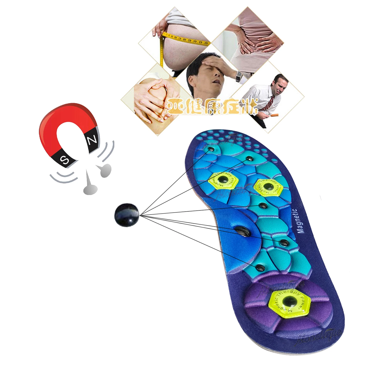 Arch Support Acupoint Insole Magnetic Therapy Massage Foot Pad Foot Orthopedic Pads Non-slip Inside Insole Relax Plantar Muscles