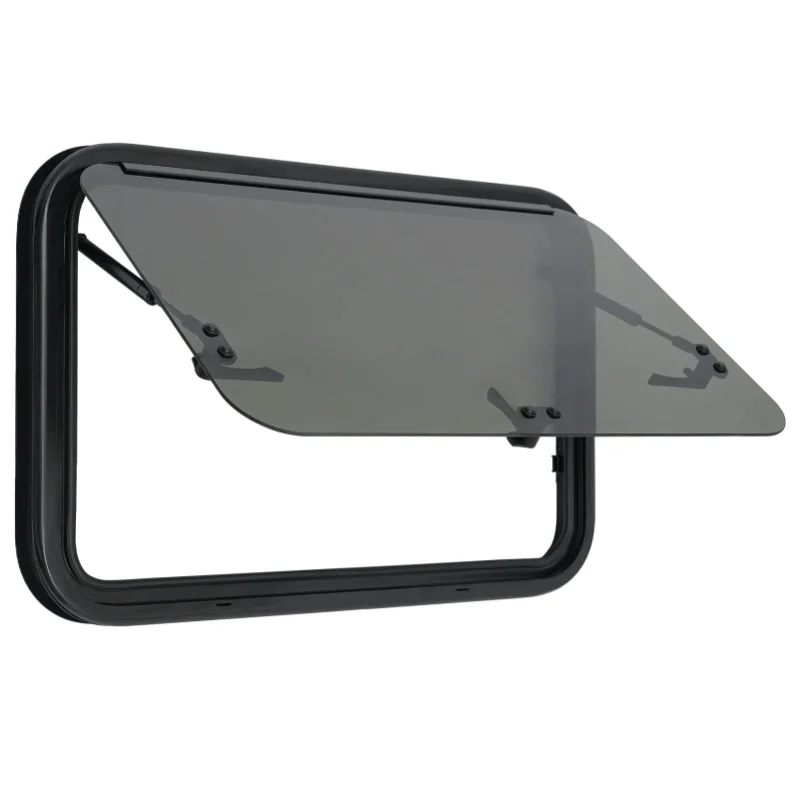 Bymaocar 700x450mm Wohnmobil-Außenfenster RV-Fenster mit abgerundeten Ecken, gehärtetes Glas, schwarzes Moskitonetz, Sonnenschutz, Sichtschutz, Lüftungsfenster für Wohnwagen, Reisemobile, Camper,