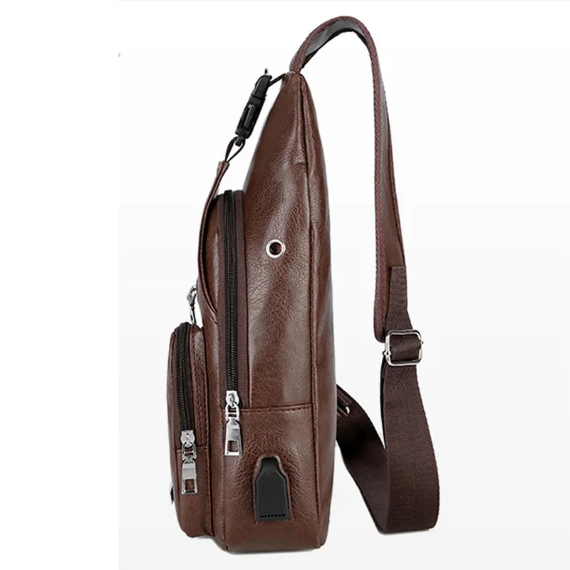 Luxury Brand Messenger Bag Leather Men Chest Bag Vintage Crossbody Shoulder Bag Men\'s Business Sling Bags Male Casual Chest Pack