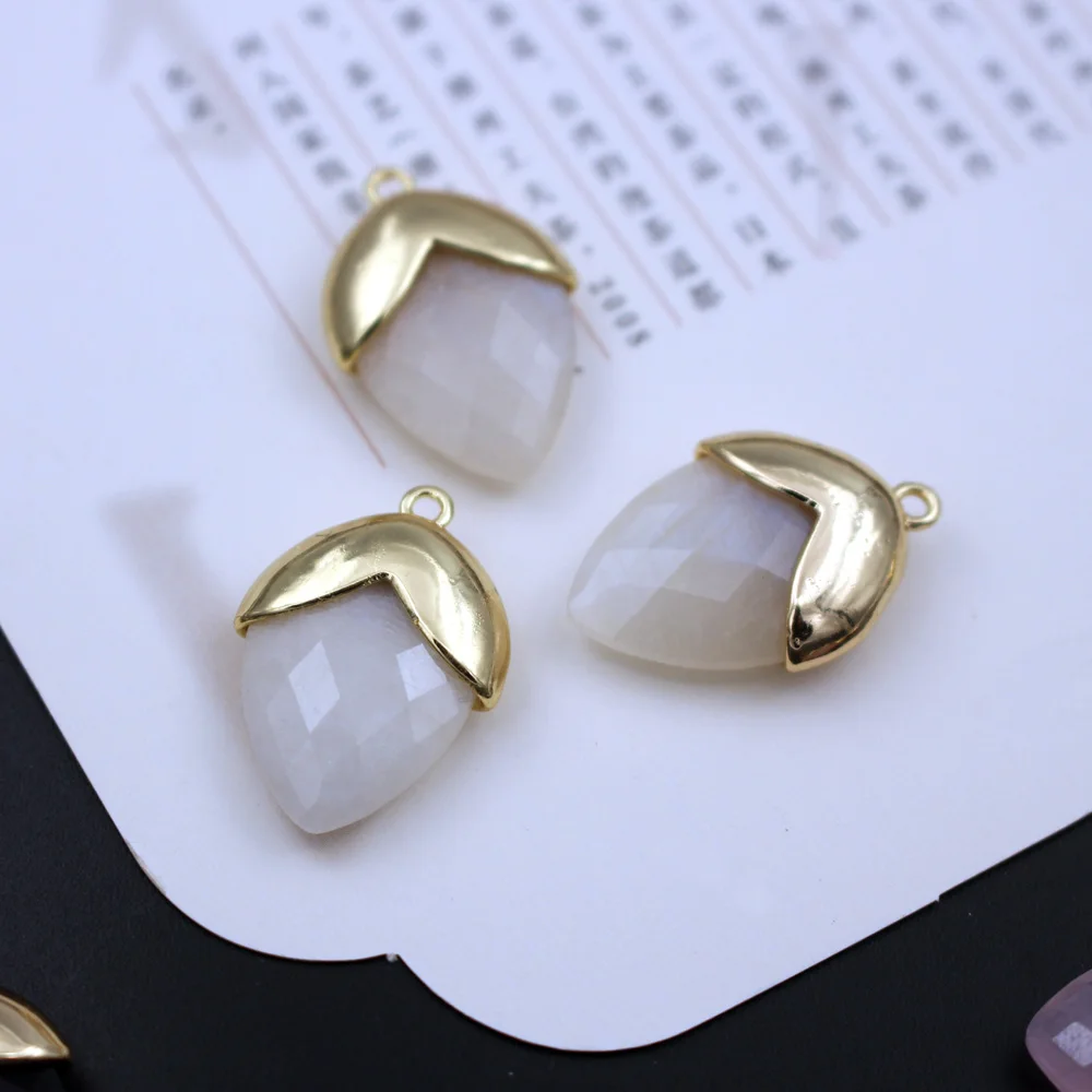 6 قطعة 25x18 مللي متر الألوان الأوجه الحجر الطبيعي قطرات نقطة Charms قلادة DIY بها بنفسك للنساء بيان أقراط سلسلة قلادة الحرف