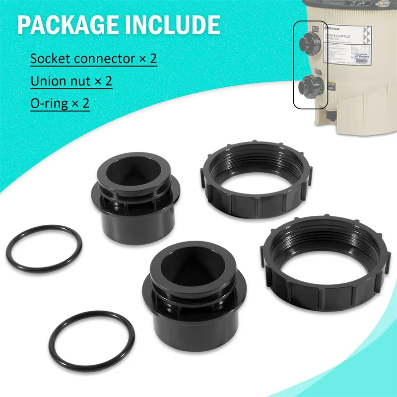 270100 Black Valve Adaptor Replacement Kit for Quad and FNS Plus Pool and Spa D.E. Filters/Spa Cartridge Filters (2 Sets/6Pcs)