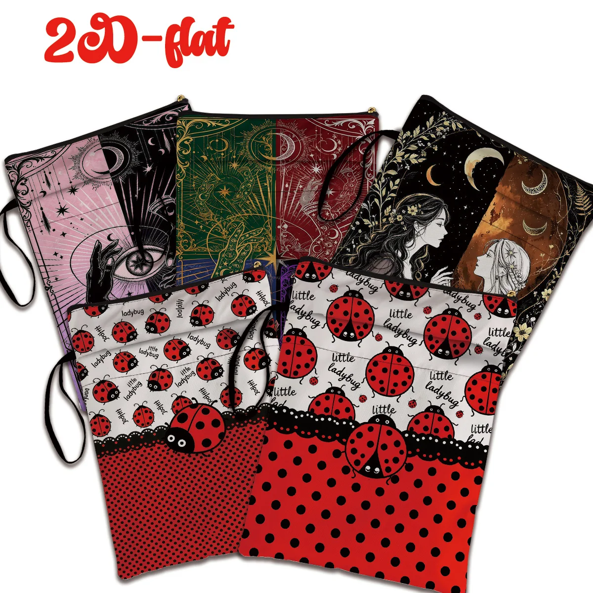 Book Protective Sleeve Book Storage Pouch Zipper Book Bag Cute Ladybug Print Book Cover for School Textbook Notebook Book Lover