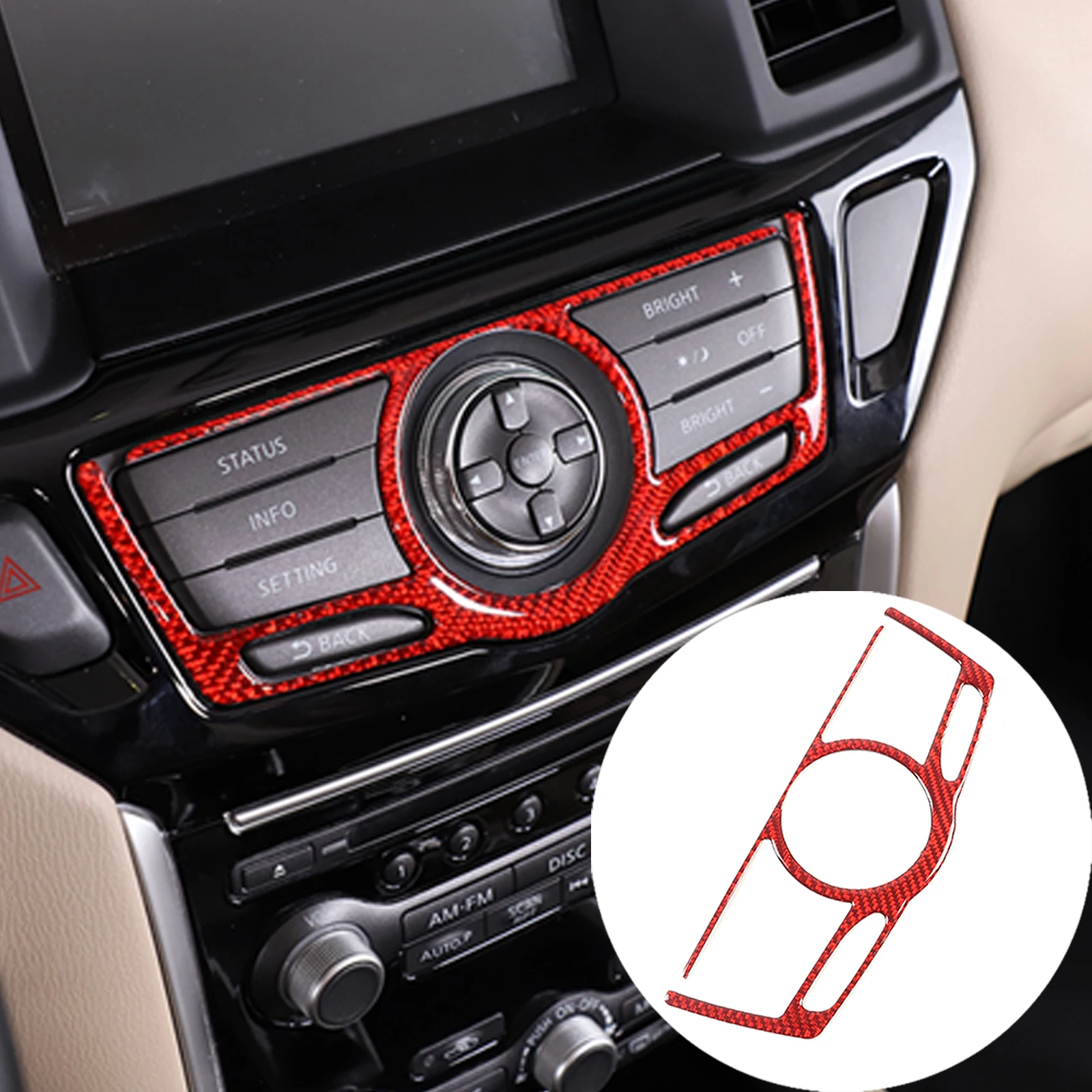 

For 2013-18 Nissan Pathfinder Soft Carbon Fiber Car Central Control Navigation Button Sticker Car InteriorAccessories