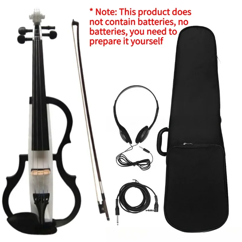 4/4 Electric Violin Stringed Instrument Professional Performance Silent Electric Violin with Headset,Box, Bow, Connecting Wire