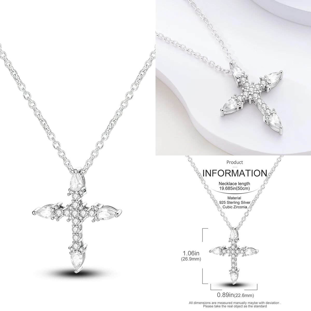 

Original 925 Sterling Silver Crucifixion Necklace Zirconia Crystal Jewellery Party Birthday Wedding Women Anniversary Gift