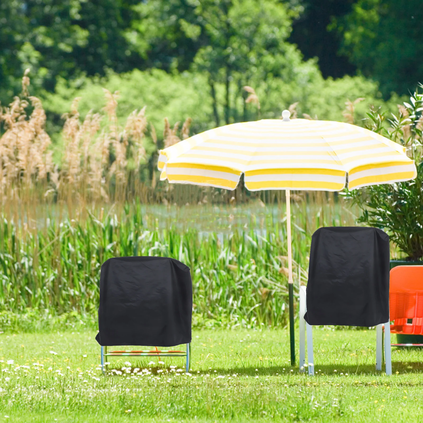 

Outdoor Folding Chair Cover Universal Fit for Reclining Lounge Patio Garden Furniture Water Dust Wind Proof with