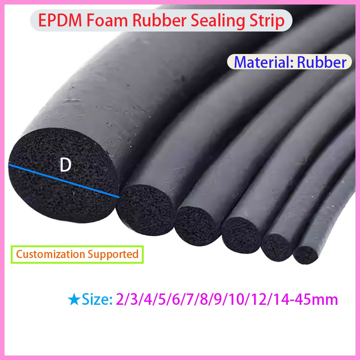 Диаметр-2-3-4-5-6-7-8-9-10-12-14-45-мм-Черная-круглая-уплотнительная-лента-из-пенопласта-epdm
