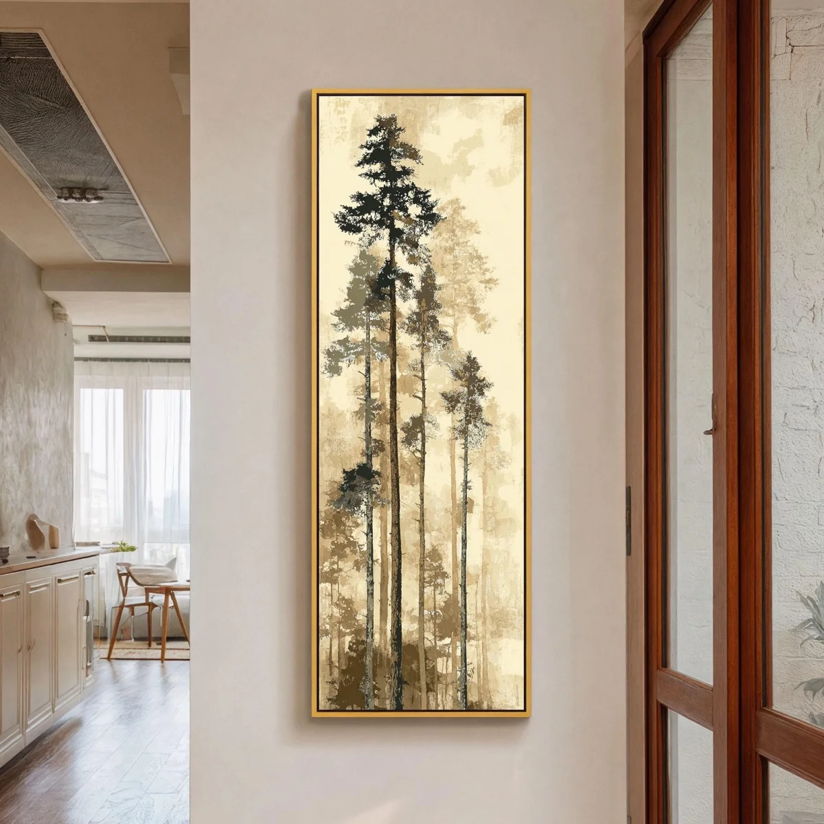 2D Flat Vinatge Rustic Forest Canvas Prints Poster Large Vertical Neutral Earth Tone Landscape Aesthetics Art Prints Home Decor