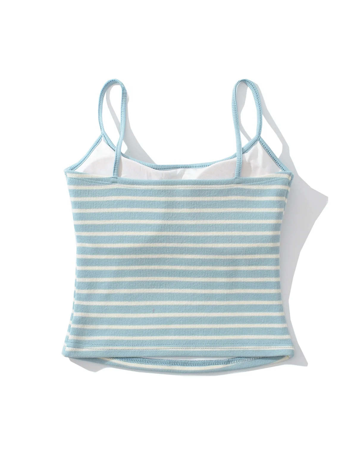 Women's Faion High Waist Stripe Vest Top with Chest Pad Casual Pants Two-Piece Set Cotton ort Sve round Ne Suit