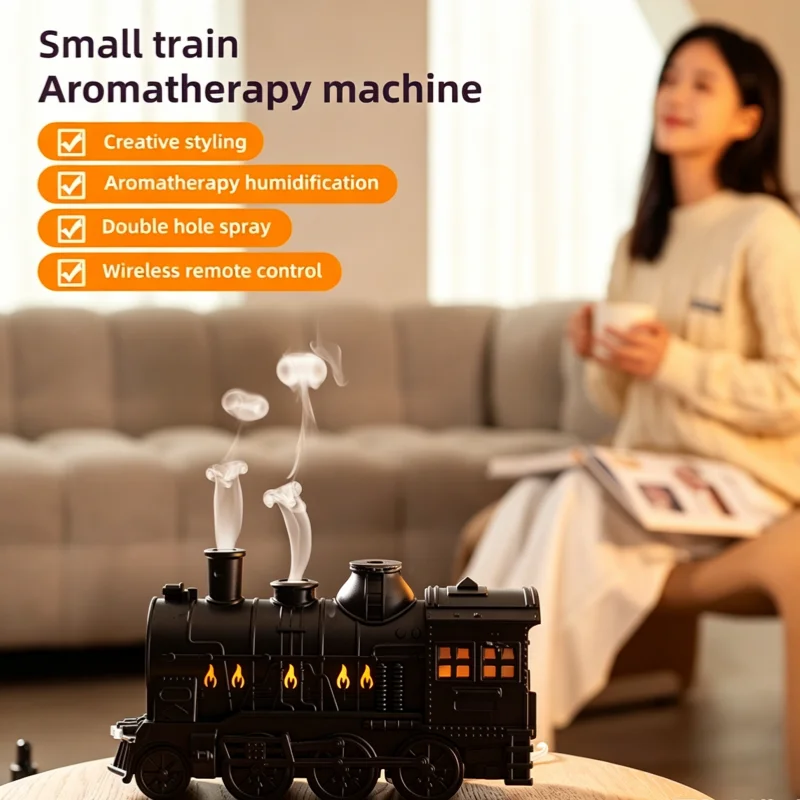 

Essential Oil Diffuser 300ml Train Diffuser with Remote Control 2 Lighting & 2 Mist Modes Aromatherapy Diffuser Air Humidier