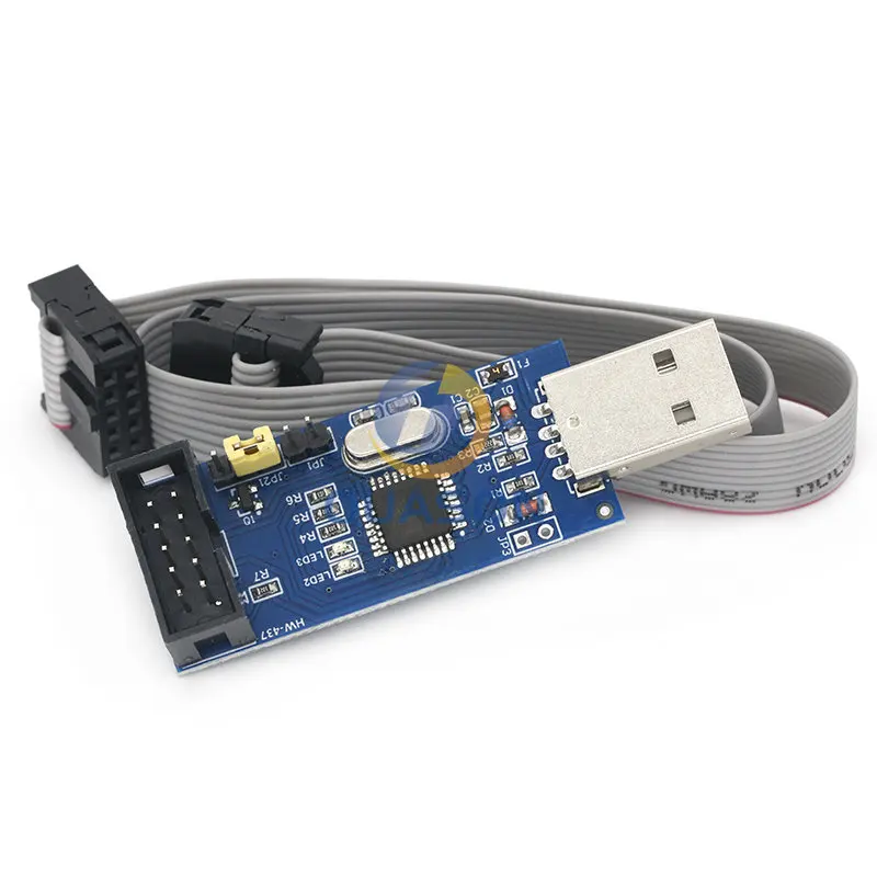 1Set USBASP USBISP AVR Programmer USB ATMEGA8 ATMEGA128 ATtiny/CAN/PWM 10Pin Wire Module DIY + 10Pin To 6 Pin Adapter Board