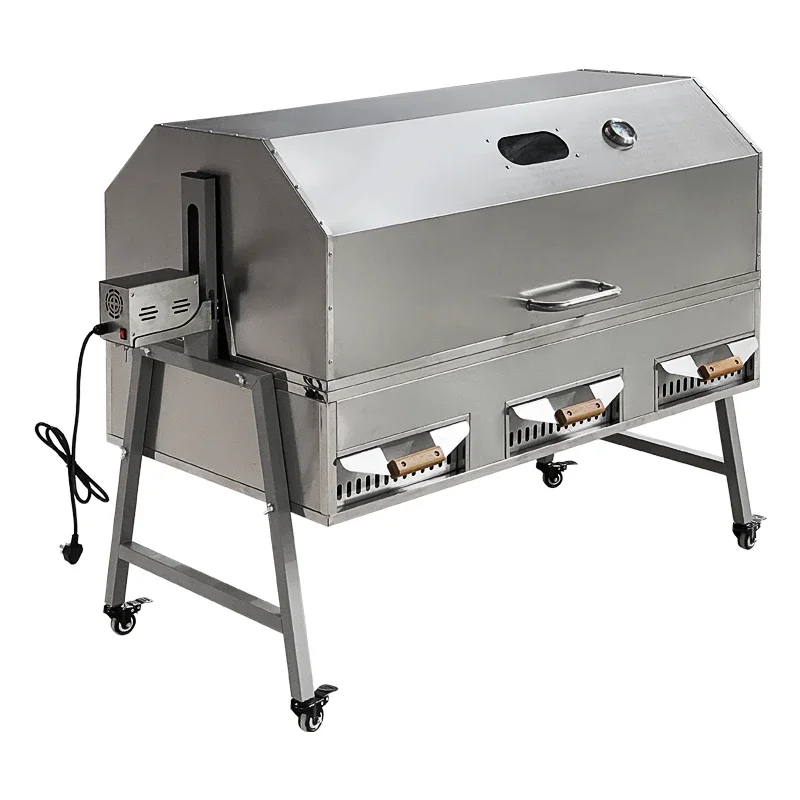 Parrilla de carbón automática sin humo para patio exterior de acero inoxidable