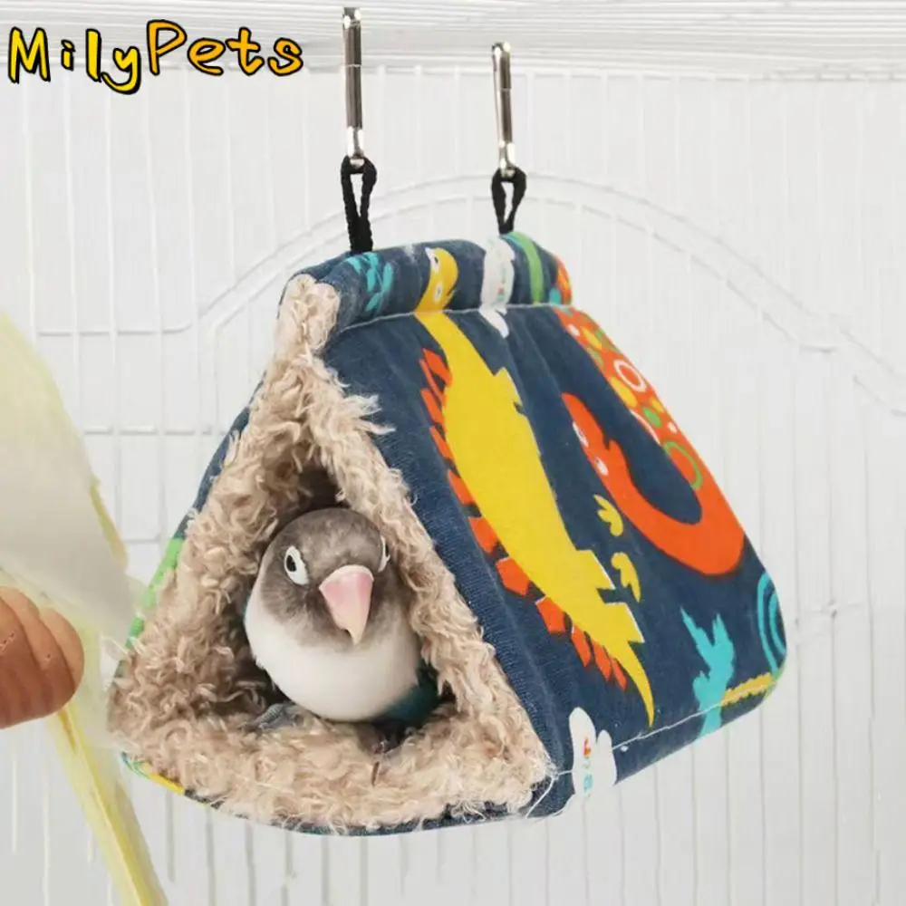 Cartoon Winter Bird Hammock Triangular Dinosaur/Rainbow Hanging Cave Tent Comfortable Soft Bird Cotton Nest