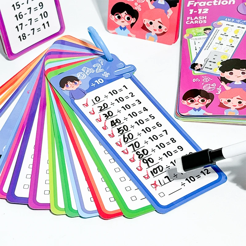 1-12 Maths Table Cards Self Check Math Learning Tool Montessori Mathematical Teaching Aids Add&Subtract or Multiply&Divide Set