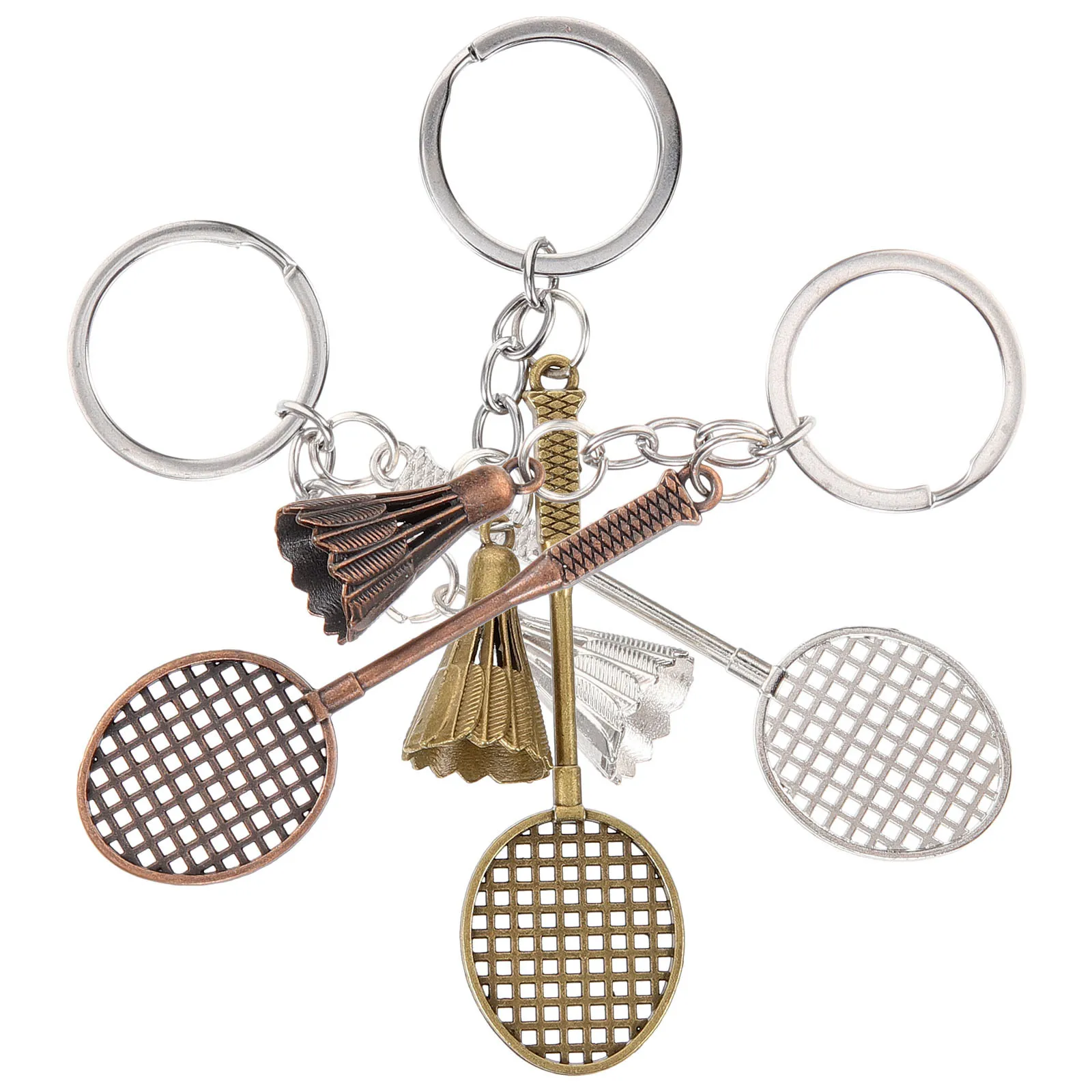 

3Pcs Badminton Pendant Keychain Metal Ring for Schoolbag Backpack Key Cellphone Decor Stylish Small Gift for Teens Adults Unisex