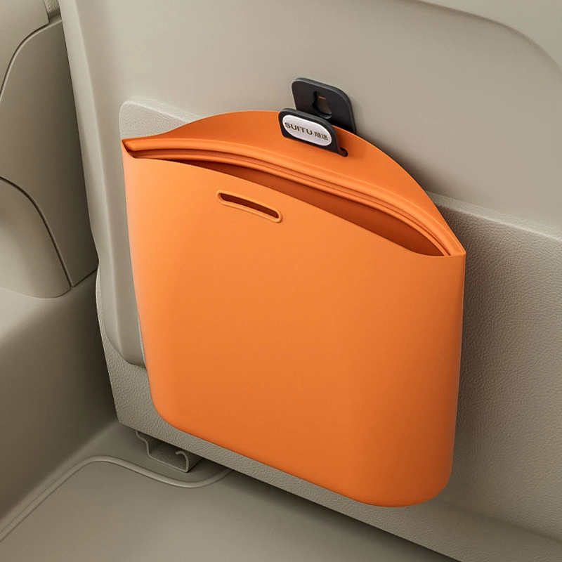 

1Pc Silicone Car Trash Can Hanging Garbage Bin Waterproof Auto Waste Basket Universal Seat Back Storage Bag Accessories