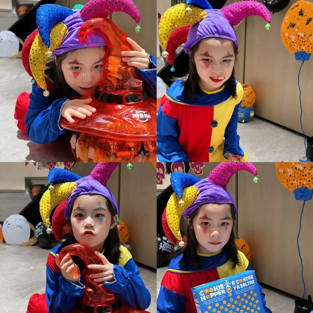 Costume da clown per bambini Mago Circo Performance loween Vestito cosplay Evento per spettacoli per asilo Mento tradizionale...