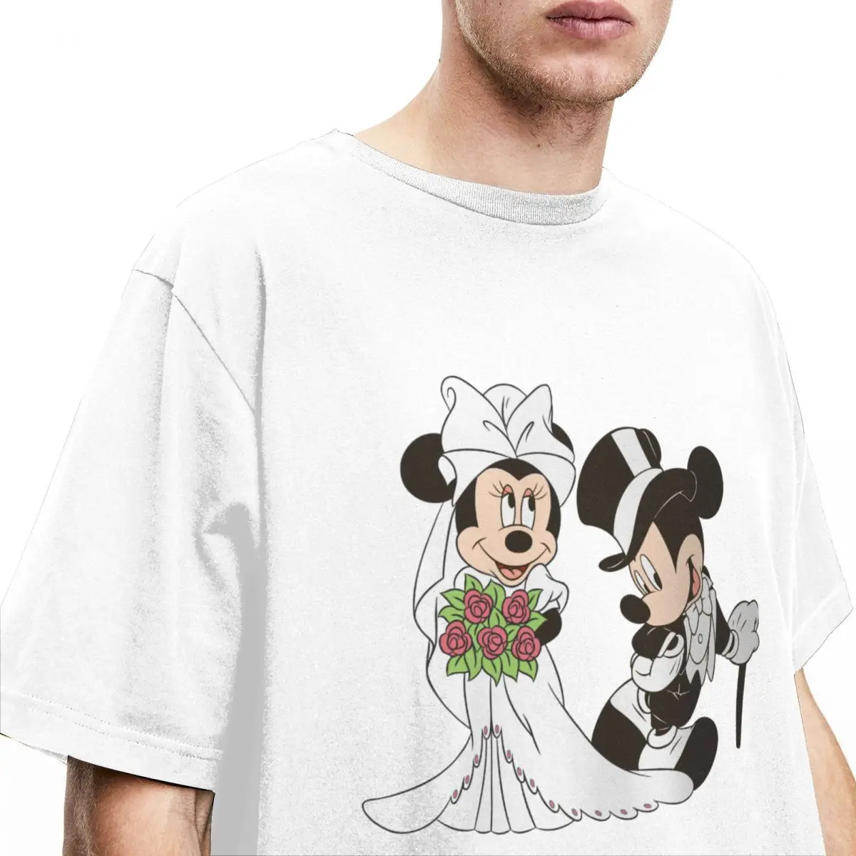 Mickey And Minnie Wedding Married Men Women T Shirt marry mouse Accessories Novelty T-Shirts Cotton Graphic Printed Clothing