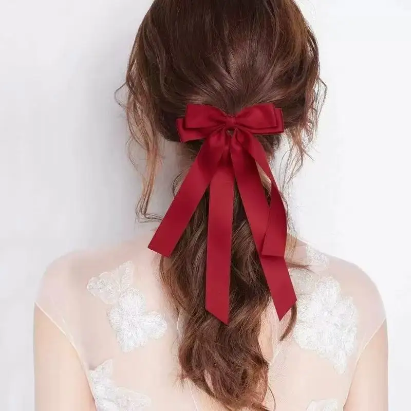 

Заколка-бант для волос для девочек, однотонная заколка-зажим для хвоста, бутик-аксессуары для волос для женщин