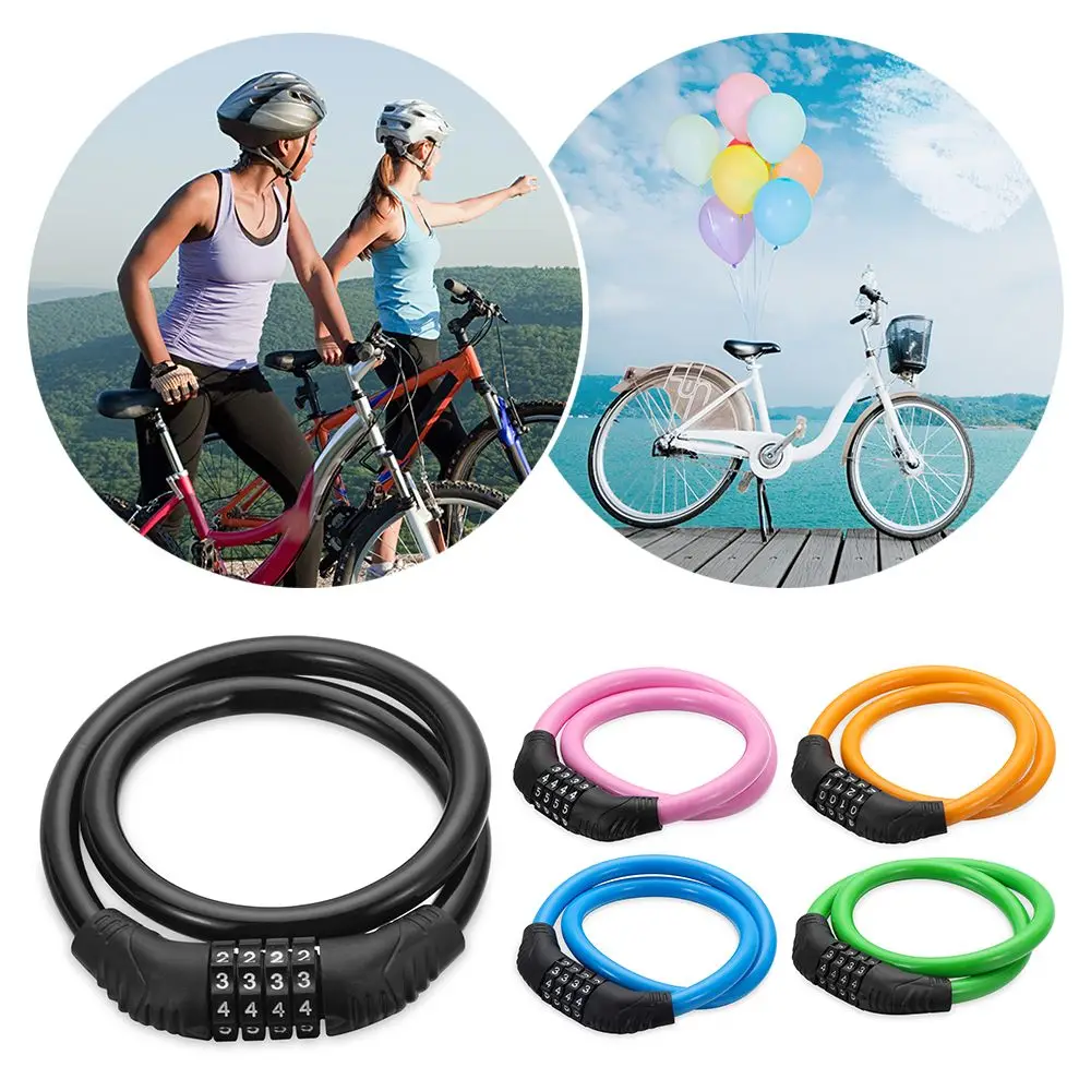 

Bike Accessories Cable Chain Cycle Security Combination Number Bike Lock 4 Digit Password Padlock