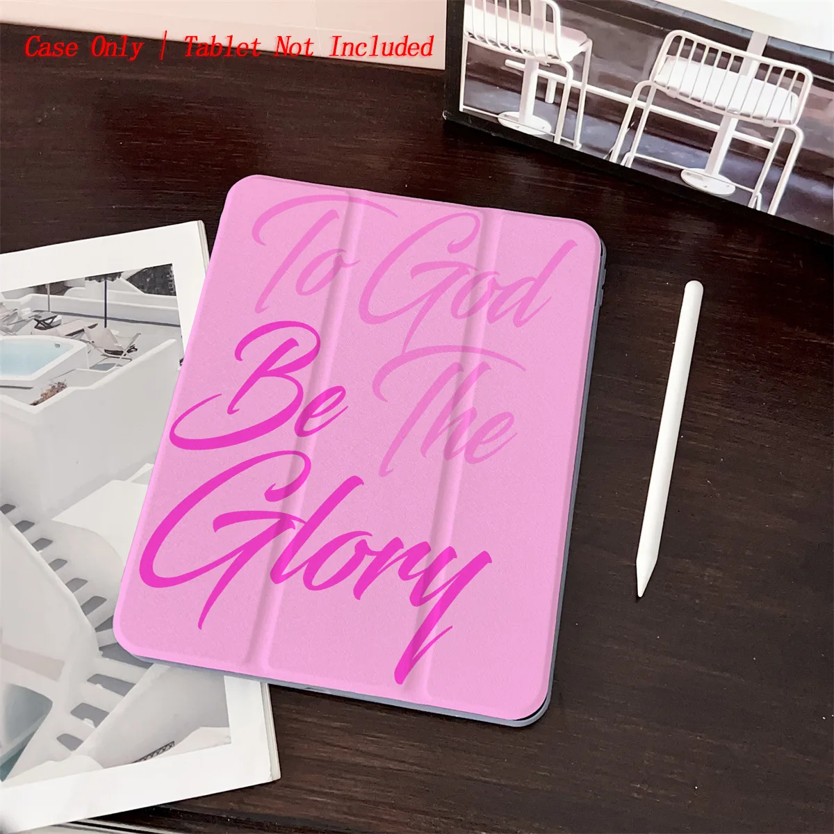 

360° Rotatable Foldable iPad Protective Case - Purple Backdrop & Purple English Letter Print (Fit iPad Air 4/Pro 11/10th Gen)