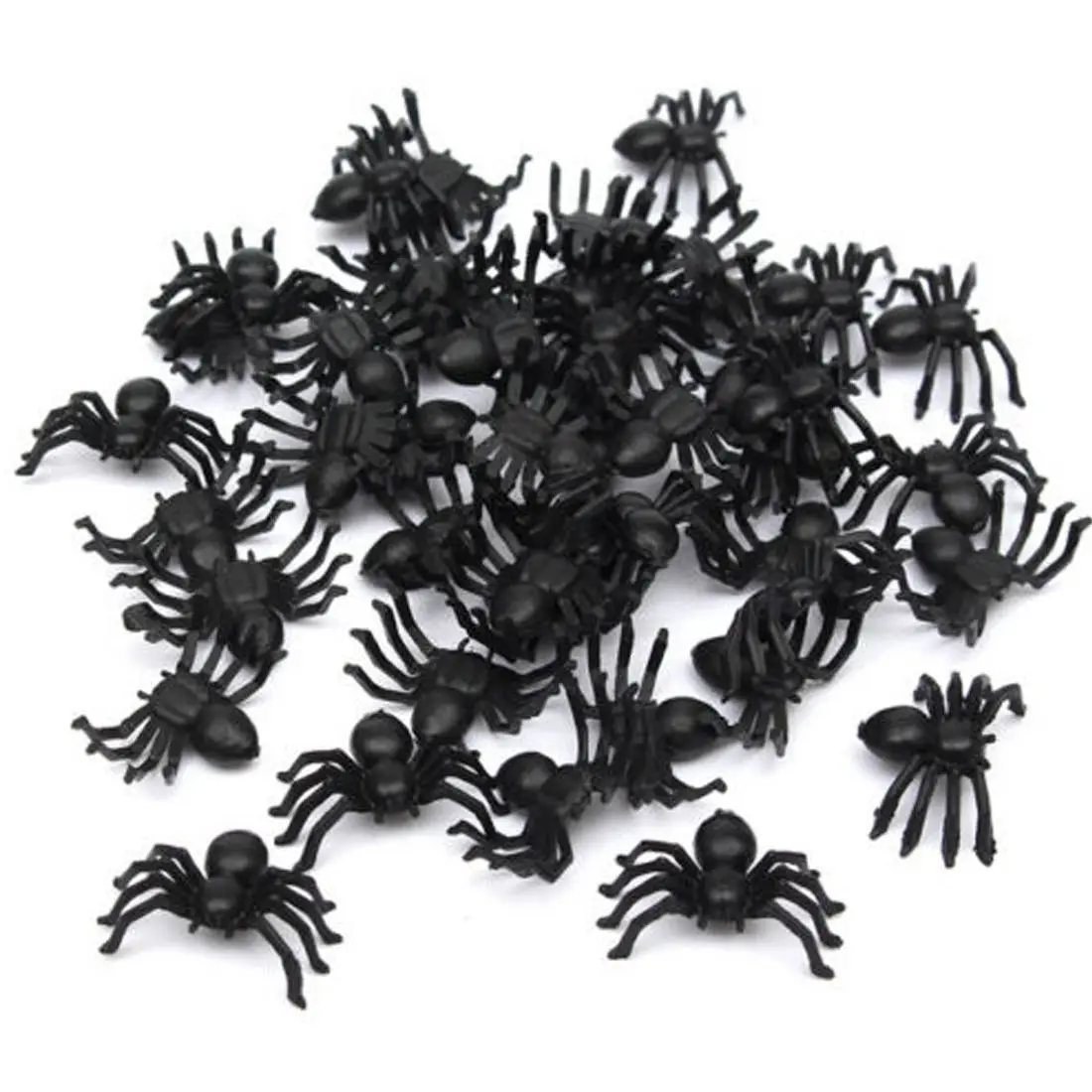 

50x Plastic Black Spider Trick Toy Halloween Haunted House Prop Decor