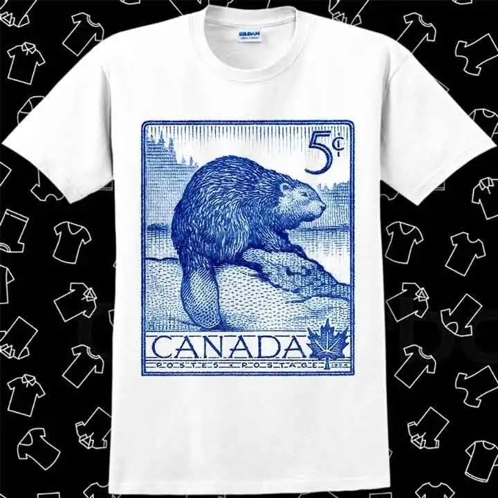 Canada Beaver Postage Stamp T Shirt Meme Gamer Best Seller Top R841