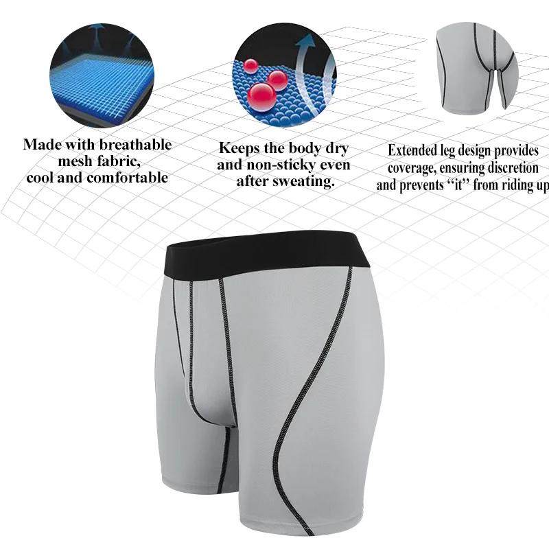 3PCS Men Compression Underwear Breathable Print Boxer Quick Dry Underpants High Stretch Soft Brief Mixed Color Short Pants