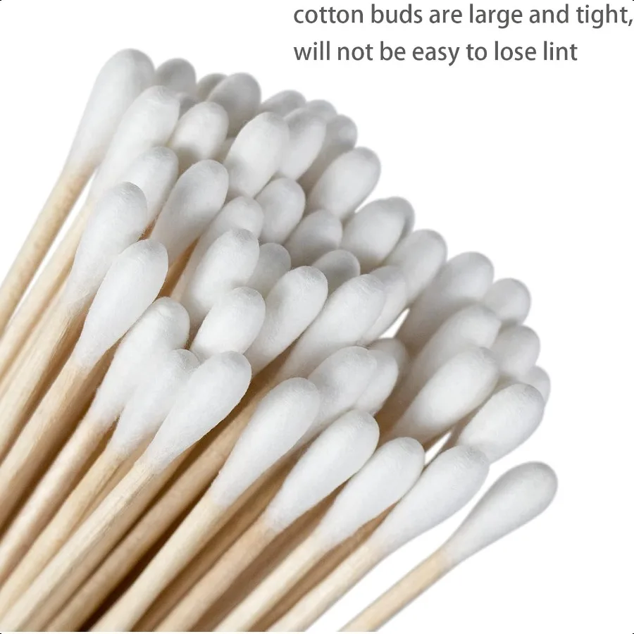 500 1000 Count 6'' Long Round Pointed Cotton Swabs Durable Stem Lint Free Gun Cleaning Swabs Pure Cotton Tips for Gun Maintenan