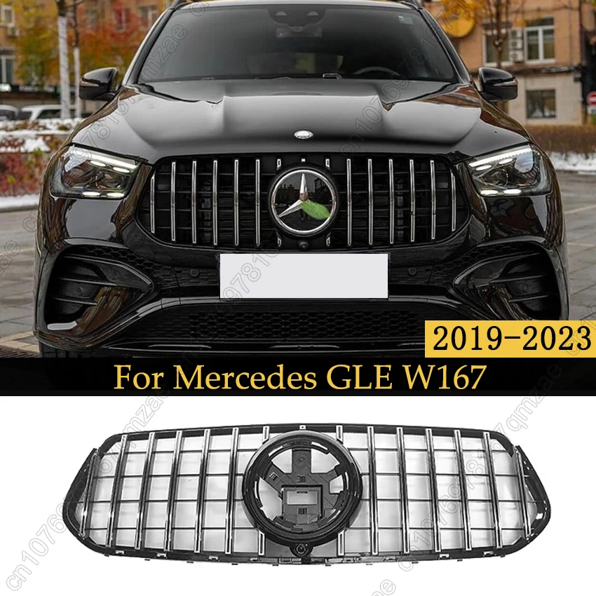 GT Style Front Grille Bumper Grill Grille For Mercedes-Benz GLE C167 W167 Coupe Grill GLE300 350 400 450 Accessories 2019-2023