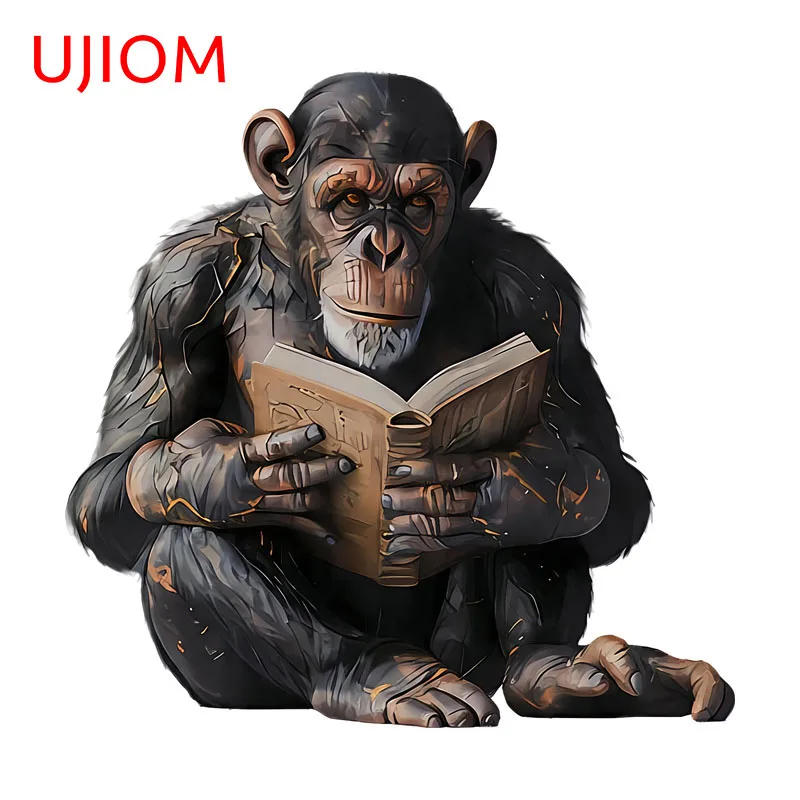 UJIOM Chimpanzees Cartoon Wall Sticker Interesting Creative Waterproof Game Room Decal Perfect For Living Room Computer Case