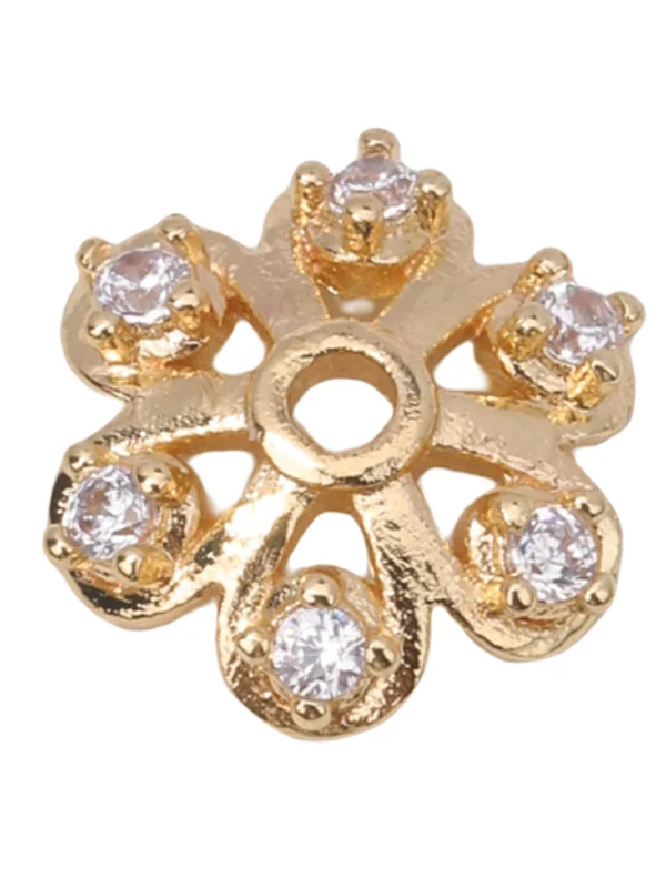 Perline Sp con fiore in zircone placcato oro 4 carati fatte a mano fai da te con perle Nelace Bracciale Accessori per gioielli Materiale Tappo floreale