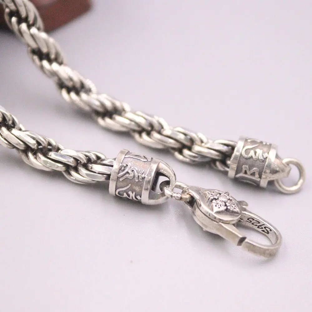 

Real 925 Sterling Silver 6mm Strong Rope Link Chain Men's Necklace 19.7" - 23.6"