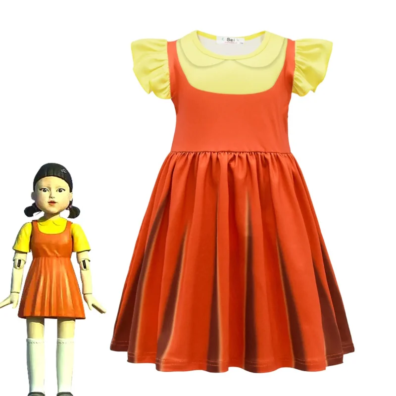 Fancy Game Kids Dresses for Girls Summer Wooden Man Cosplay Vestidos Children Birthday Party Clothing Fancy Christmas Costumes P