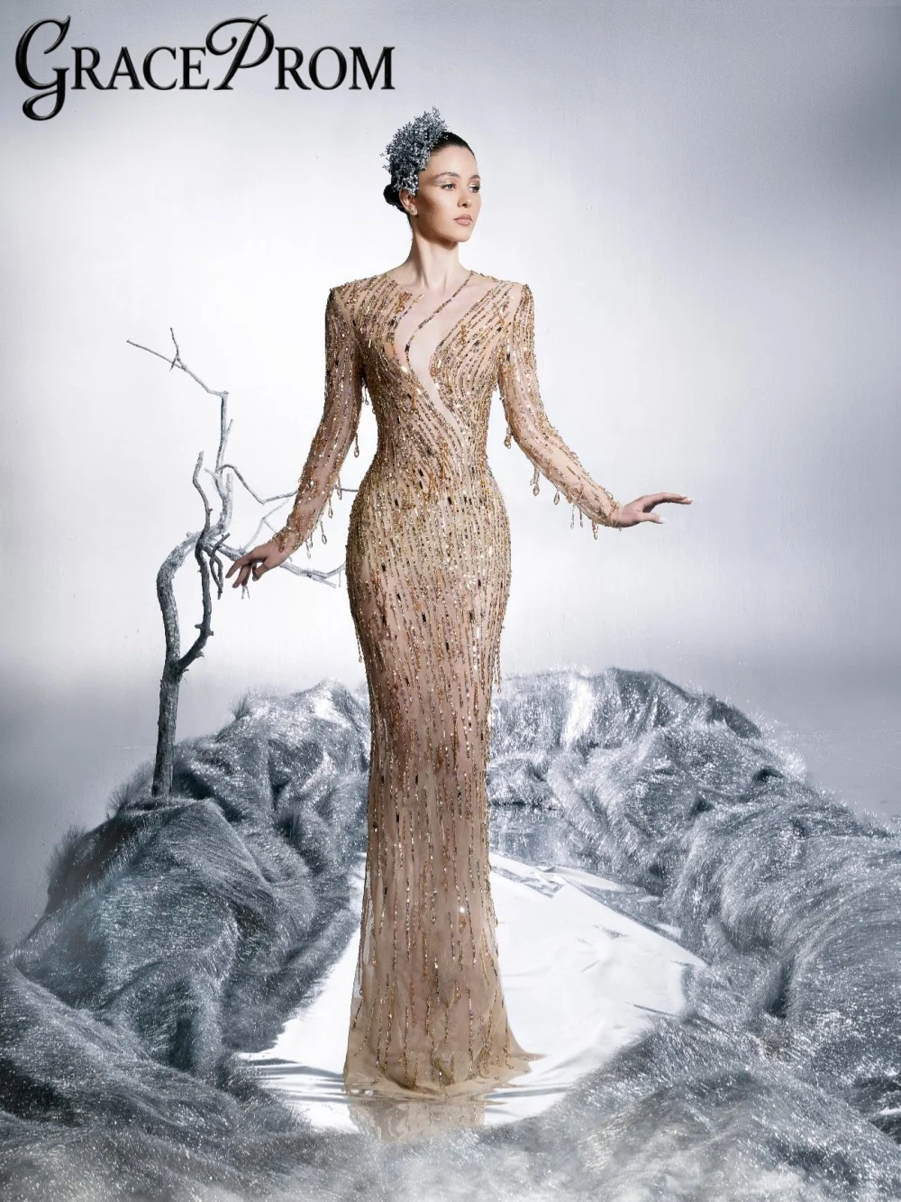 Attractive Luxury Beaded Evening Dress Sparkly Tassel Straight Long Red Carpet Gowns 2027 New Customized Fashion Banquet Gowns