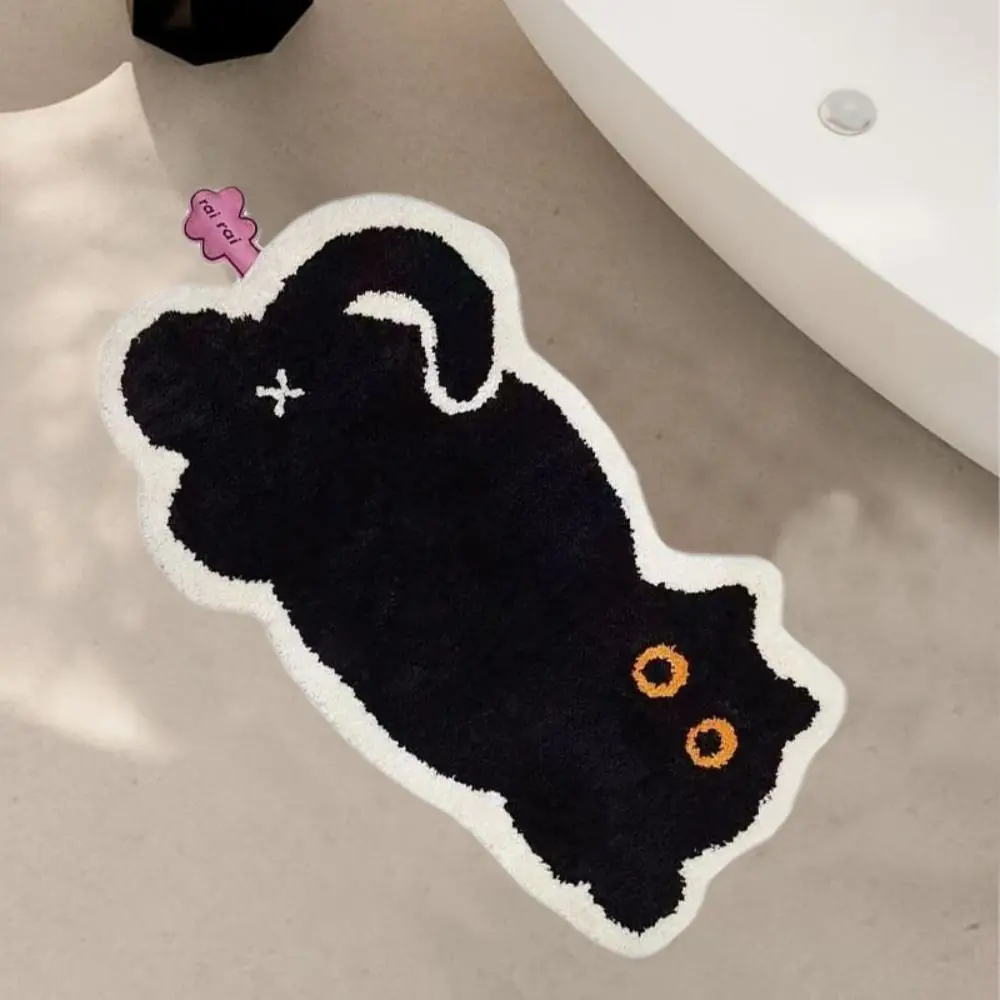 

Home Decoration Black Cat Cat Shaped Floor Mat Non-Slip Super Soft Floor Carpet Absorbent Cute Floor Rugs Household